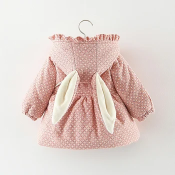 2022 Novorodenca dievča kvetinové šaty s kapucňou bavlna-čalúnená bunda vrchné oblečenie na 1 rok dieťa narodeniny oblečenie dievčatá oblečenie kabát