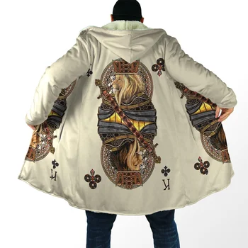 Kráľ Alfa Lev Patrím Ježišovi Kabát Kabát Vytlačené Hrubé Teplé Plášť s Kapucňou pre Mužov Vetru Unisex Fleece Bežné-6