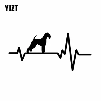 YJZT 17.9X8.3 Vinyl Kotúča, Auto Nálepky Srdce Biť Line Psa Airdale Teriér Šteňa Pet Čierna/Strieborná C24-1373