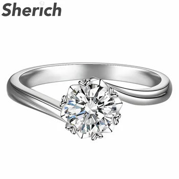 Sherich Prejsť Diamond Testované Moissanite S925 Mincový Striebro Jednoduché Malé Srdce Tvar Twist Tenký Krúžok Žien Kvalitné Šperky