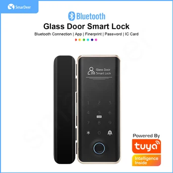 SmarDeer Elektronický Zámok so Sklenenými dverami Biometrický snímač Odtlačkov Zámok pre Tuya Aplikácia RFID Karty/Heslo/Mobile Bluetooth Ovládanie