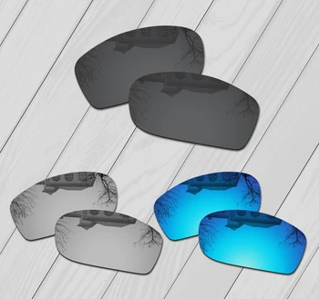 E. O. S 3 Páry Black & Silver & Ice Blue Polarizované Náhradné Šošovky pre Oakley Päťky Hranaté Okuliare