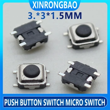 100ks Tlačidlo Prepnúť Micro Switch SMD 3*3*1.5 mm Diaľkové Tlačidlo Prepnúť mini prepínač Dotknite sa tlačidla Dotknite micro switch tlačidlá tlačidlo