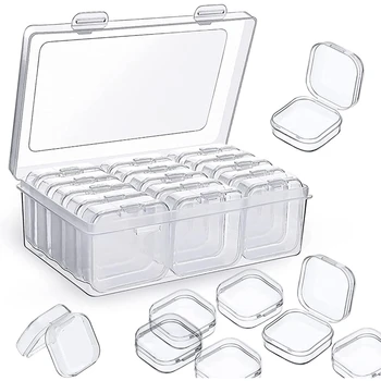 13 Pack Plastové Korálky Úložný Box, Malé Jasné, Nádoba S Vekom, Mini Prázdne Závesných Skriniek Pre Šijacie Pre Voľné Položiek