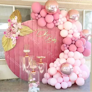 107pcs Balóny Garland Arch Auta Macaron Baby Pink Broskyňa Pastelové ružové Zlato Narodeniny, Svadba Baby Sprcha Výročie Party Decor
