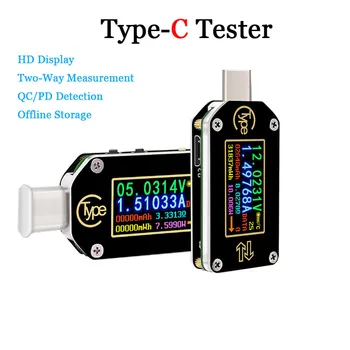 TC66/TC66C Typ-C PD Spúšť USB Napätie Ammeter Kapacita Meter 2 Spôsob Merania Nabíjačky, Batérie, LCD Displej Tester