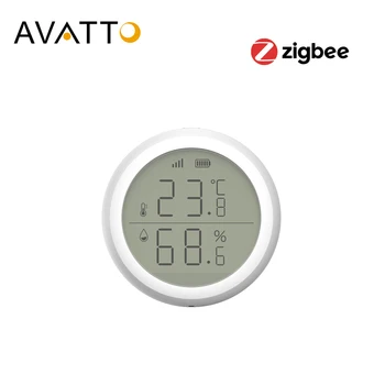 AVATTO Tuya Zigbee Smart Home Teplota A Vlhkosť, Senzor s LED Displej, Funguje s Alexa eacho, Tuya Zigbee Bránou Hub