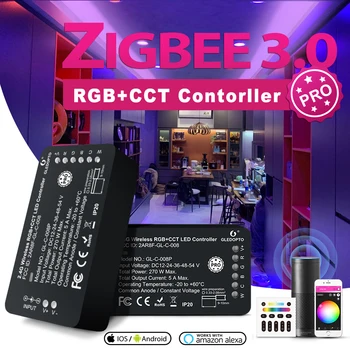 GLEDOPTO Zigbee 3.0 Smart LED Pásy Radič RGBCCT Pro Kompatibilný s Nábojom Tuya SmartThings App 2.4 G RF Diaľkové Ovládanie Hlasom