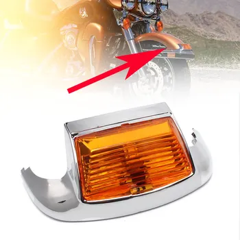 Chrome Motocykel Amber Objektív Predný Blatník Tip Svetlo Lampy Edge LED Pre Harley FLSTC Heritage Softail Classic