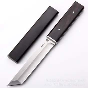 Čierne drevo Japonský vonkajšie D2 ocele rovný nôž rodiny outdoor camping nôž jungle lov rovný nôž (samuraj štýl)