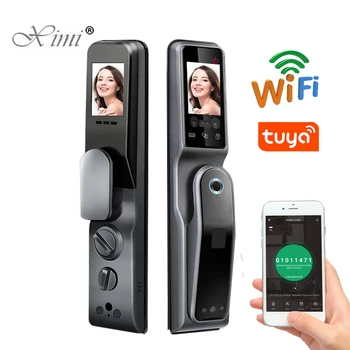 Moblie WIFI TUYA Biometrický snímač Odtlačkov Tváre rozpoznanie Tváre Palm Tlač Karty Heslo Zadajte Smart Home Dverný Zámok riadenia Prístupu