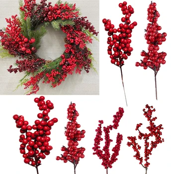 6pcs Umelé Vianočné Berry Červená Pena Bobule Multi Typ Pobočiek Na DIY Vianočný Veniec Dodanie Vianočný Strom Dekorácie