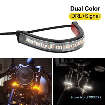 2 ks Univerzálne LED Motocykel Zase Signál Svetlo & DRL Žltá Biela Moto Flasher Krúžok Vidlica Pásy Lampa Bliká blinker 12V