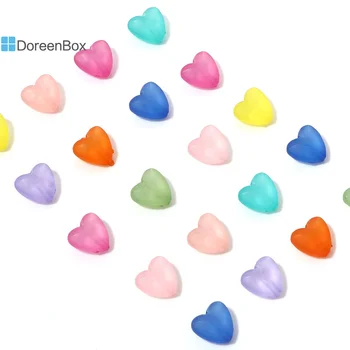 100ks Srdce Akrylové Korálky Multicolor Transparentné Srdce Matné Korálky pre DIY Náramok, Náhrdelník Šperky O 13mm x 12 mm