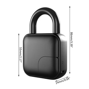 Tuya Smart Bluetooth-kompatibilné Odtlačkov prstov Visiaci zámok Keyless USB Nabíjanie Thumbprint Dverí Zamky Rýchle Odblokovanie pre cyklistov