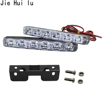 2x Automobily Biela 6 LED, Super Jasné DRL Denné Beží svietenie Hmlové Svetlá Nepremokavé Vozidla Auto Styling Lampa